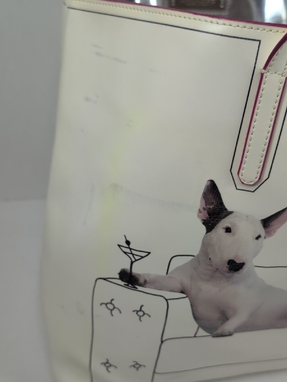 Jimmy Choo English Bull Terrier Print Sara Tote With Pouch - Picture 10 of 16